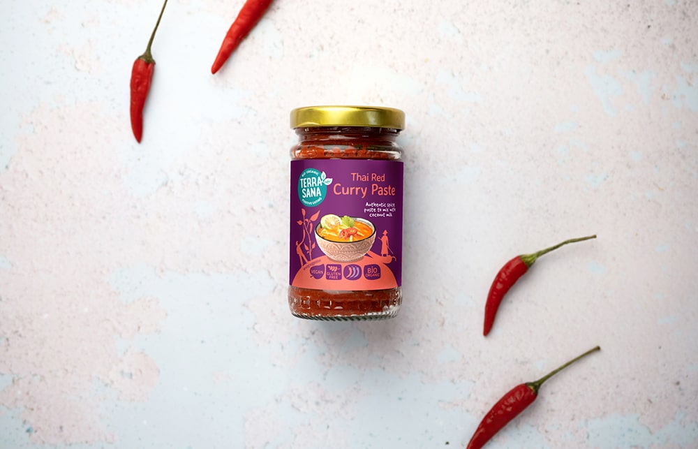 Pâte de curry rouge thaï, pâte d'épices pour curry TerraSana